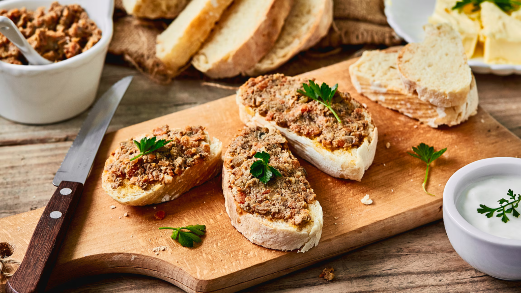 2. Lợi Ích Của Pate
Pate là nguồn cung cấp protein và vitamin A, sắt, và một số khoáng chất cần thiết cho cơ thể. Các dưỡng chất này đặc biệt quan trọng trong giai đoạn mang thai, khi nhu cầu dinh dưỡng của mẹ bầu tăng lên để hỗ trợ sự phát triển của thai nhi.
Vitamin A: Giúp phát triển thị lực và hỗ trợ hệ miễn dịch cho mẹ bầu.
Sắt: Cung cấp năng lượng và giúp ngăn ngừa tình trạng thiếu máu, rất quan trọng trong thai kỳ.
Protein: Giúp xây dựng và duy trì cơ bắp, tế bào và mô trong cơ thể.
