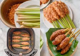Bước 2: Nặn và nướng nem
Sau khi ướp, lấy thịt ra và nặn vào cây sả thành từng thanh dài.
Nướng nem trên than hoa hoặc lò nướng ở 180°C khoảng 15–20 phút cho đến khi vàng đều, dậy mùi thơm (có thể lật mặt trong lúc nướng).