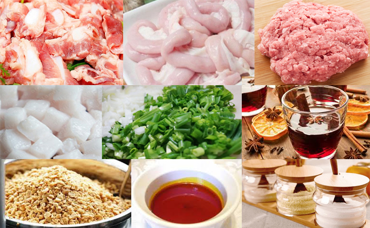 Chuẩn bị nguyên liệu làm dồi sụn
Nguyên liệu chính
Nguyên liệuLượng tham khảo (cho ~10–12 cái dồi)Lòng heo non1 bộSụn heo300 gThịt nạc xay300 gMỡ heo (mỡ cứng)100 g
Rau thơm & gia vị
Hành tây xắt hạt lựu: 30 g
Rau húng quế, rau răm, hành lá: mỗi loại 20–30 g, băm nhỏ
Đậu phộng rang giã nhỏ: 30 g
Gia vị:
Đường: 3 muỗng canh
Nước mắm: 3 muỗng canh
Hạt nêm: 2 muỗng canh
Rượu mai quế lộ: 2 muỗng canh
Dầu điều: 1–2 muỗng canh
Tiêu sọ xay: 1 muỗng cà phê
Các bạn hãy chuẩn bị theo những nguyên liệu trên thì sẽ có đầy đủ hương vị làm cho món dồi sụn được đậm đà thơm ngon như ngoài quán nhé!