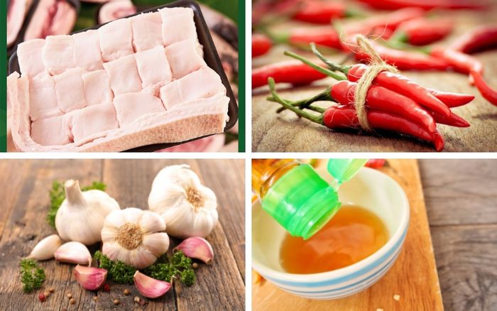 Nguyên liệu & dụng cụ cần chuẩn bị làm tóp mỡ mắm tỏi
Nguyên liệu
500–800 g mỡ heo (mỡ gáy, mỡ thăn, hoặc mỡ ba chỉ tùy khẩu vị)
Tỏi: 4–10 tép (tuỳ khẩu vị)
Ớt tươi hoặc ớt bột
Nước mắm nguyên chất: 2–3 muỗng canh
Đường: 2 muỗng canh
Giấm hoặc tương ớt/ớt bột (tạo vị cay & màu sắc hấp dẫn)
Nước lọc: 1–2 muỗng canh
Hạt tiêu, muối, hành lá hoặc lá chanh (tăng hương thơm)