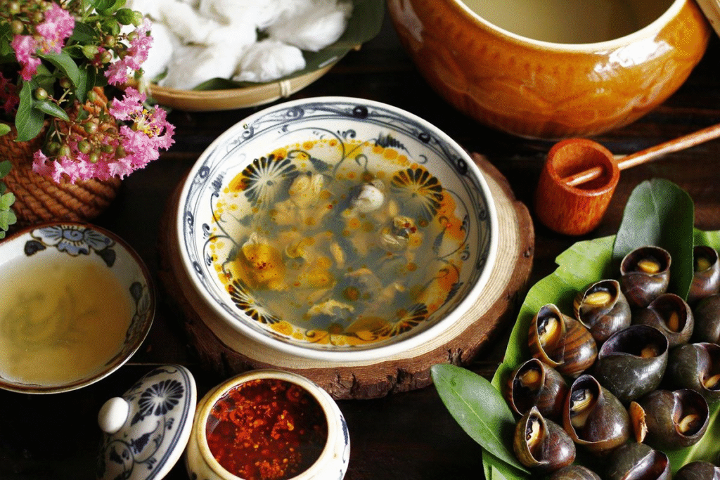 Món Bún ốc – Đặc sản Hà Nội
Bún ốc là món ăn đặc sản Hà Nội, nước dùng chua nhẹ, ốc có vị tươi, giai giòn sần sần, ăn kem với lại bún và rau sống là điểm nổi bật của món ăn. Nếu bạn ghé nơi đây nhất định phải thử qua món ăn này.