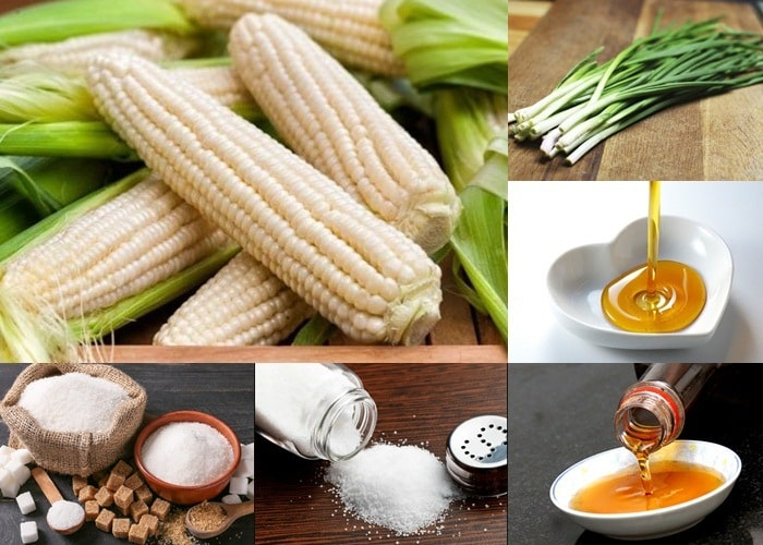 Nguyên liệu làm bắp xào mỡ hành(cho 2–3 người)

Bắp nếp: khoảng 3 trái (~800 g), chọn quả vỏ xanh đều, râu tươi mềm

Hành lá: 2 cây, chỗ lá xanh và đầu trắng

Gia vị: dầu ăn (4 muỗng canh), nước mắm (½ muỗng canh), đường, muối, bột ngọt, bột nêm tùy khẩu vị