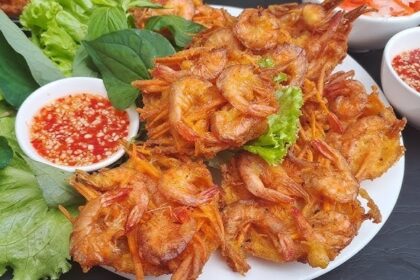 cách làm bánh tép chiên khoai môn