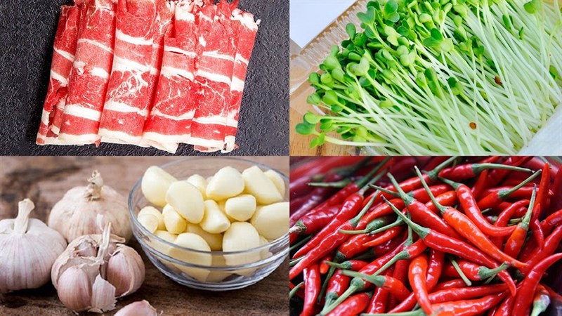 2. Nguyên liệu làm gỏi bò trộn rau mầm

Dưới đây là danh sách nguyên liệu món gỏi bò trộn rau mầm cho khoảng 3-4 người ăn, mọi người có thể điều chỉnh theo số lượng người theo định lượng như sau:

Nguyên liệuSố lượngGhi chúThịt bò (phần mềm như thăn ngoại, nạc vai hoặc phi lê)250 – 300 gChọn thịt đỏ tươi, vân mỡ nhỏRau mầm150 – 200 gChọn loại rau mầm non, tươi ngonHành tây1 củ nhỏThái lát mỏngCà rốt½ – 1 củGọt vỏ, thái sợiTỏi2 – 3 tépBăm nhỏỚt tươi1 – 2 quảTùy khẩu vị, băm nhỏ hoặc thái sợiRau thơmMột ít (rau húng, ngò gai, rau mùi)Rửa sạch, cắt nhỏNước mắm3 muỗng canhNên chọn loại ngon, chất lượngĐường3 muỗng canhCó thể điều chỉnh theo khẩu vịNước cốt chanh3 muỗng canhNên dùng chanh tươiNước lọc3 muỗng canhĐể pha loãng nếu cầnMuối, tiêu xayMột ítDùng để ướp thịt bòDầu ăn hoặc dầu mè (tuỳ chọn)1 muỗng cà phêGiúp thịt bò mềm hơnĐậu phộng rangVài thìaGiã nhỏ để rắc lên trên khi ăn(Tuỳ chọn) Hành tím phi1 muỗng canhTạo mùi thơm và độ giòn

Ghi chú nhỏ: Bạn có thể linh hoạt thêm các loại rau hoặc củ khác như giá đỗ, dưa leo, cà chua bi để tăng màu sắc và độ phong phú cho món gỏi.