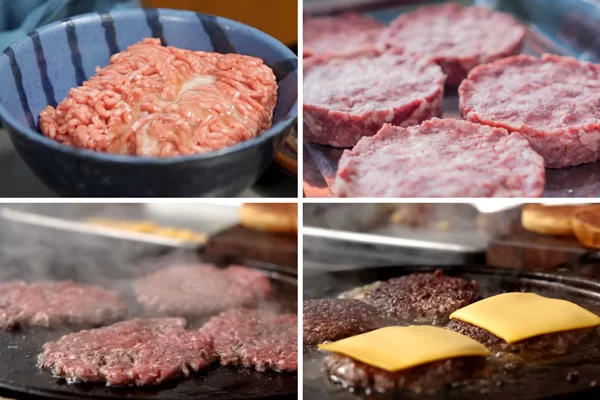 Bước 2: Áp chảo hoặc nướng thịt bò

Đây là bước quyết định độ ngon. Bạn có thể áp chảo hoặc nướng tùy thích.

Áp chảo thịt bò

Làm nóng chảo, cho ít dầu olive.

Đặt miếng thịt vào chảo khi chảo thật nóng.

Không lật liên tục – mỗi mặt nên nấu 3–4 phút để tạo lớp vỏ caramel đẹp, giúp giữ nước bên trong.

Khi thịt gần chín, đặt 1 lát phô mai lên trên cho tan chảy.